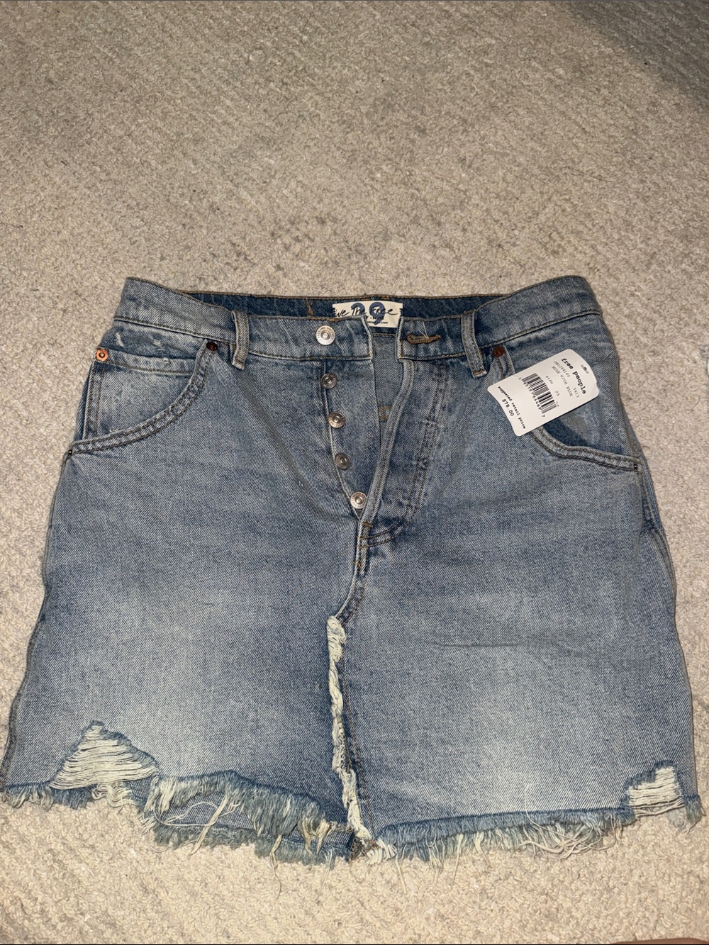 Free People Mile High Blue Denim Mini Skirt - Light Blue